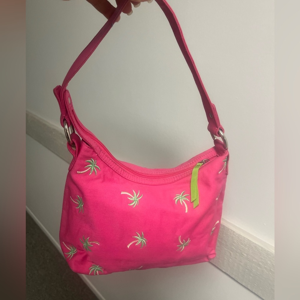 Talbots Pink Palm Tree Shoulder Bag Purse - Picture 2 of 7